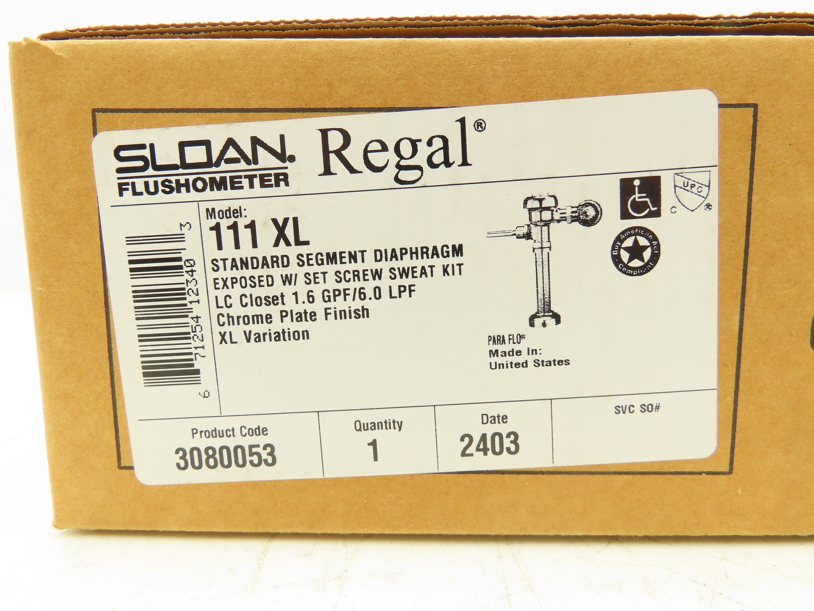 Sloan Sloan 111 XL Regal Single-Flush Flushometer Chrome IPS Inlet 1-1/2″ Spud