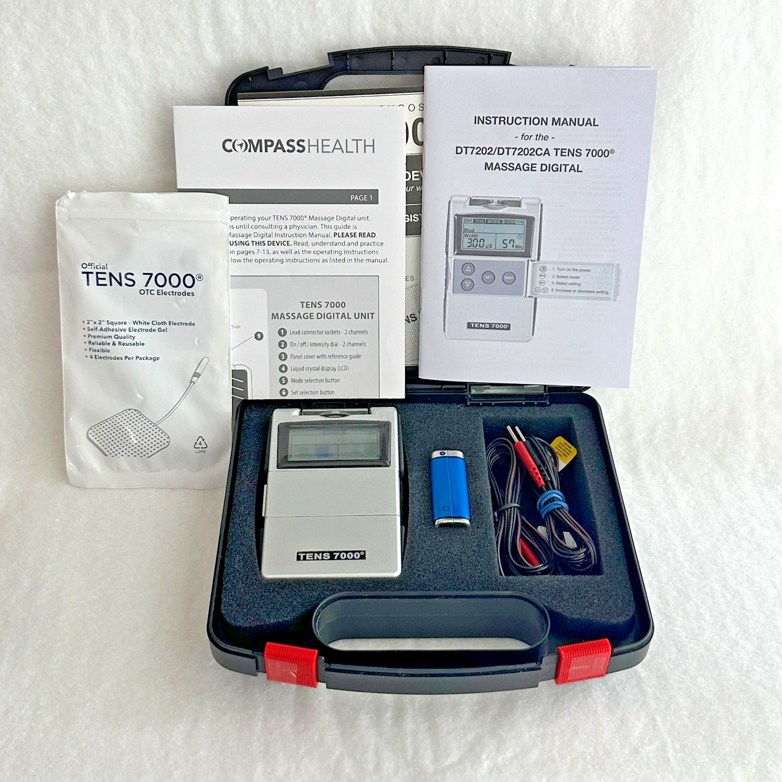 TENS 7000 Digital TENS Unit with Accessories – 2 Channels w/Carrying Case