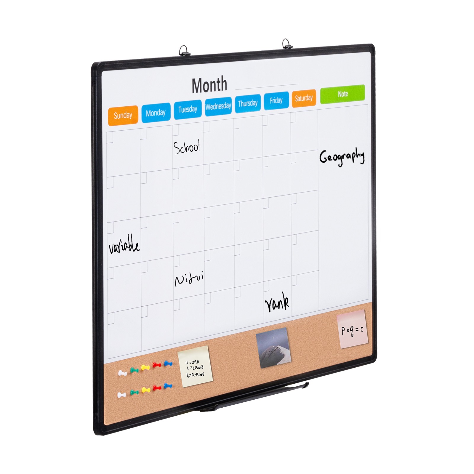 Uimoso 36″x24″Monthly Calendar Whiteboard & Cork Board Combo with Aluminum Frame