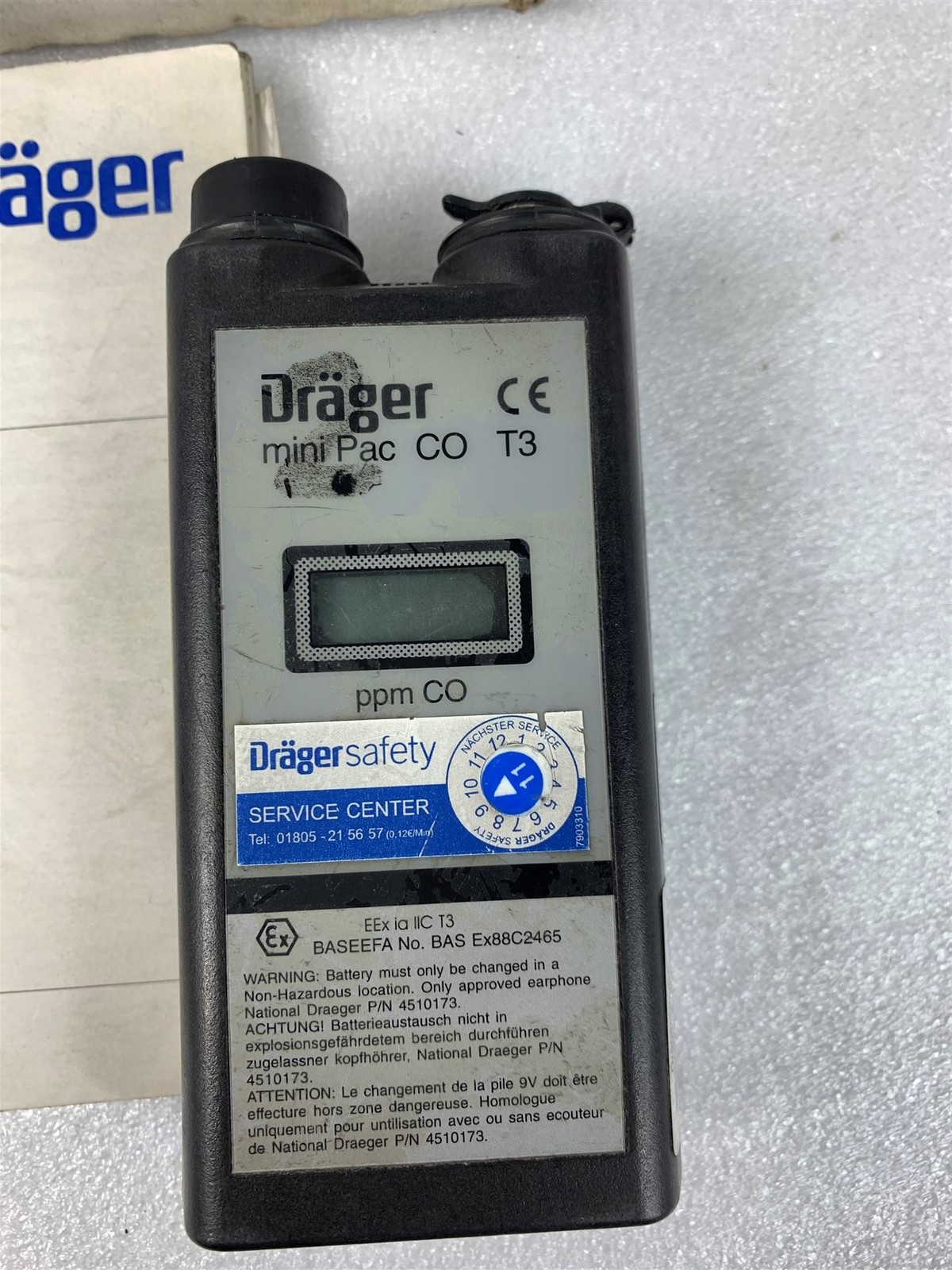 Dräger Mini Pac CO T3 ARCF-1279 8318673 Carbon Monoxide Measuring Device