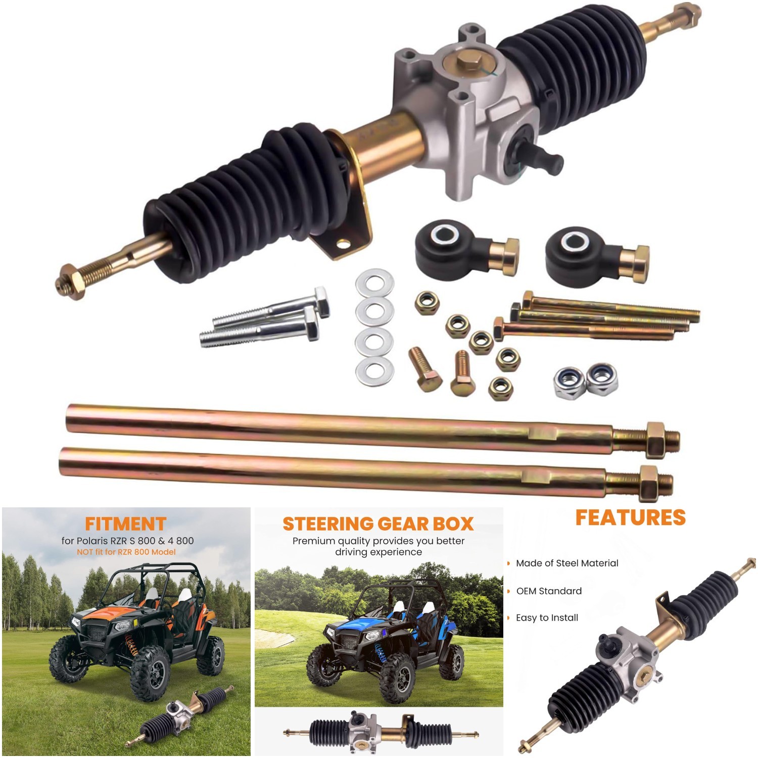Steering Rack Pinion Tie Rod Ends Polaris RZR S 800 EFI/RZR 4 800 EFI 2009-2014