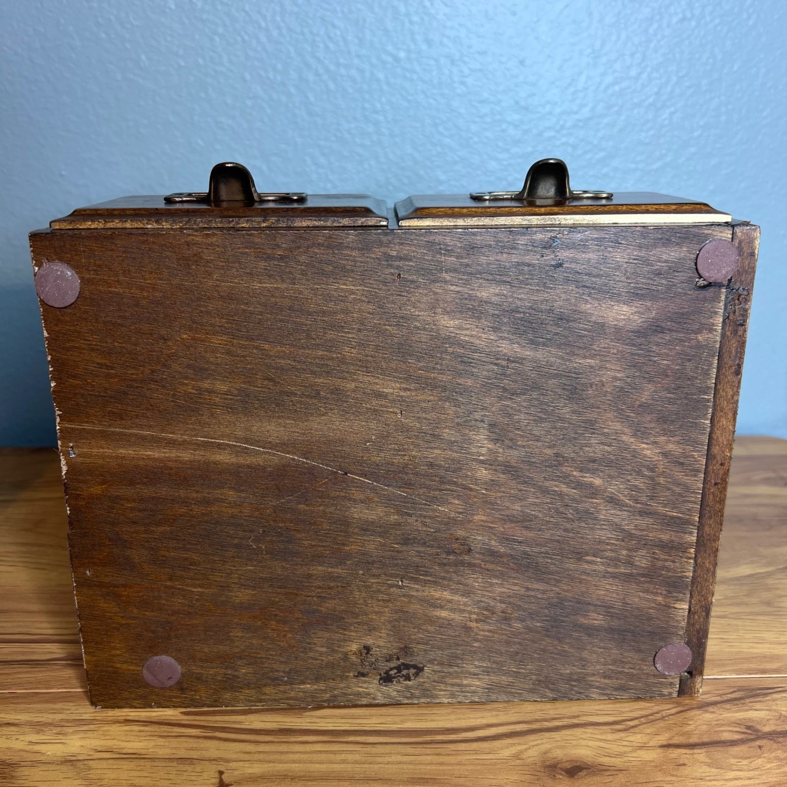 Vintage 2 Drawer Desktop Organizer w/ File Drawers Wooden Library Rustic 10.25″