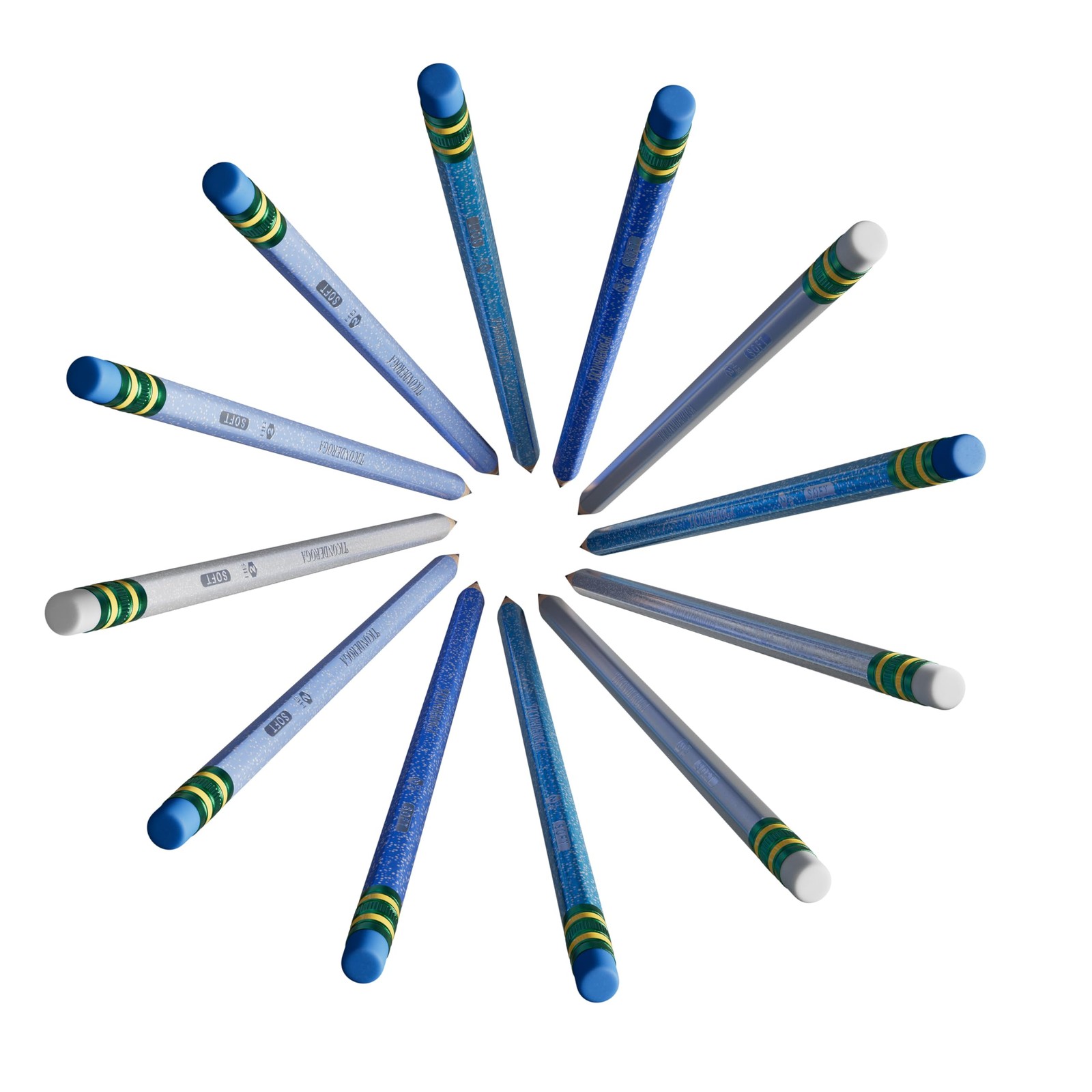 Ticonderoga Wood-Cased Pencils Pre-Sharpened, Arctic Blues, 10 Count