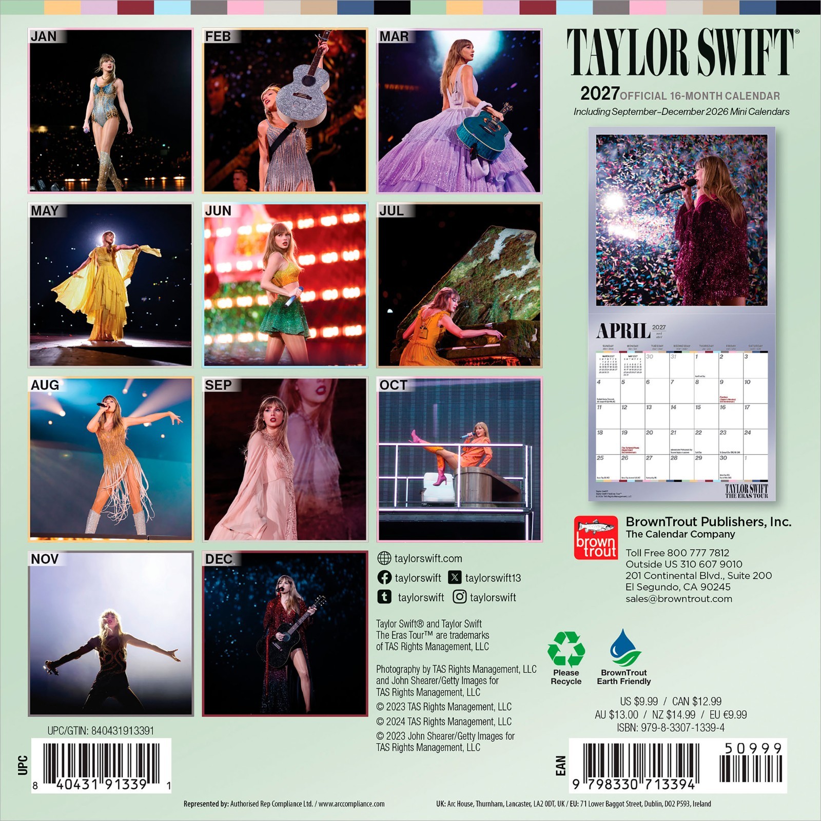 Taylor Swift OFFICIAL | 2027 7×14″ (Hanging) Monthly Mini Wall Calendar