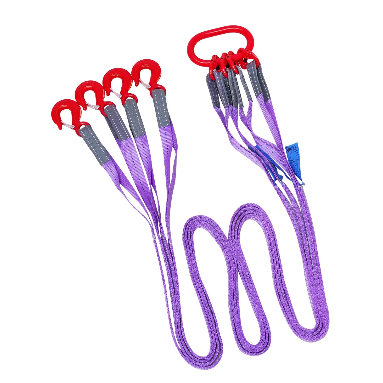 Kivomot 10ft (3m) Polyester Lifting Sling with G80 Hooks and 3 meters, Purple