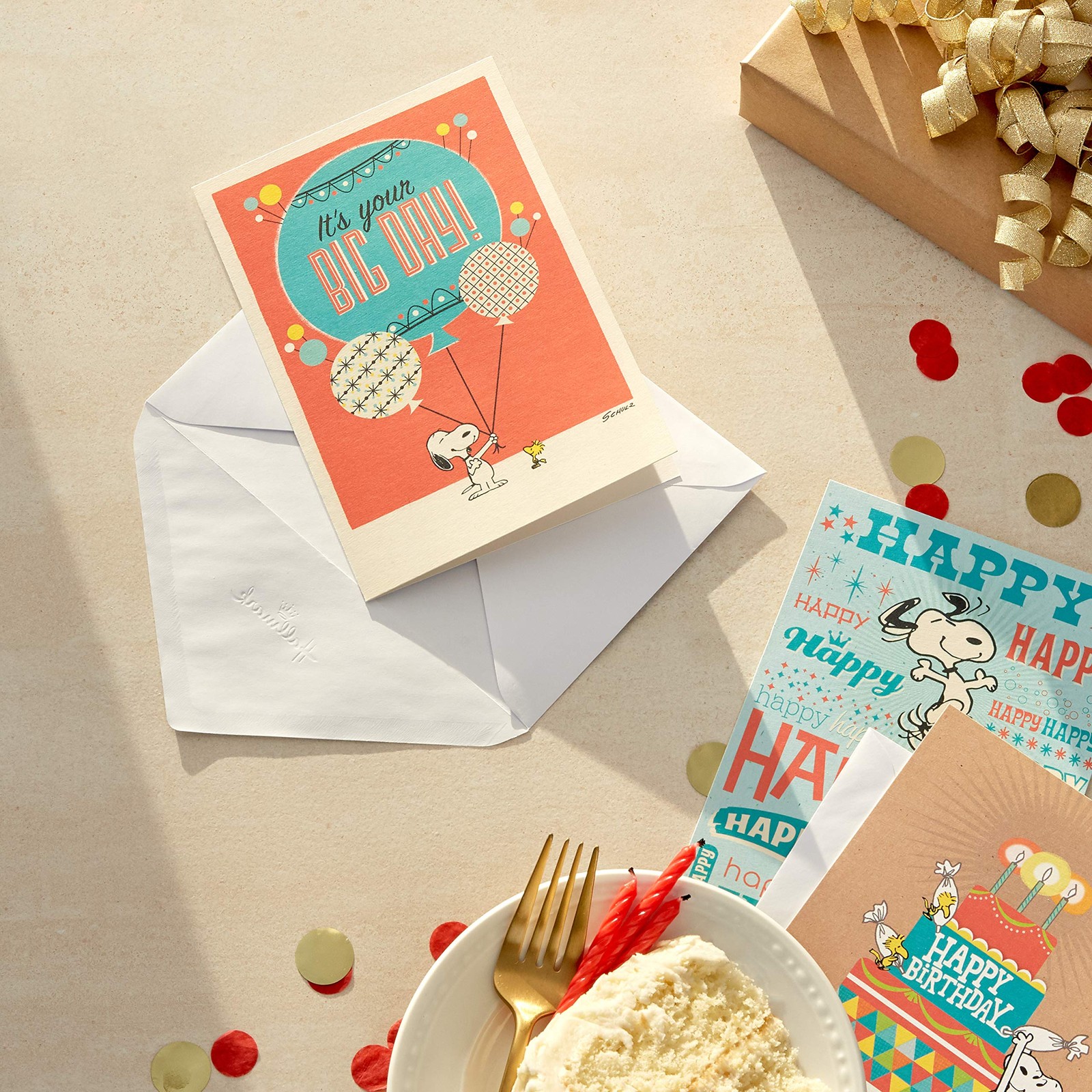 Hallmark Peanuts Birthday Cards Assortment, Snoopy 5″ x 7.2″, Designs
