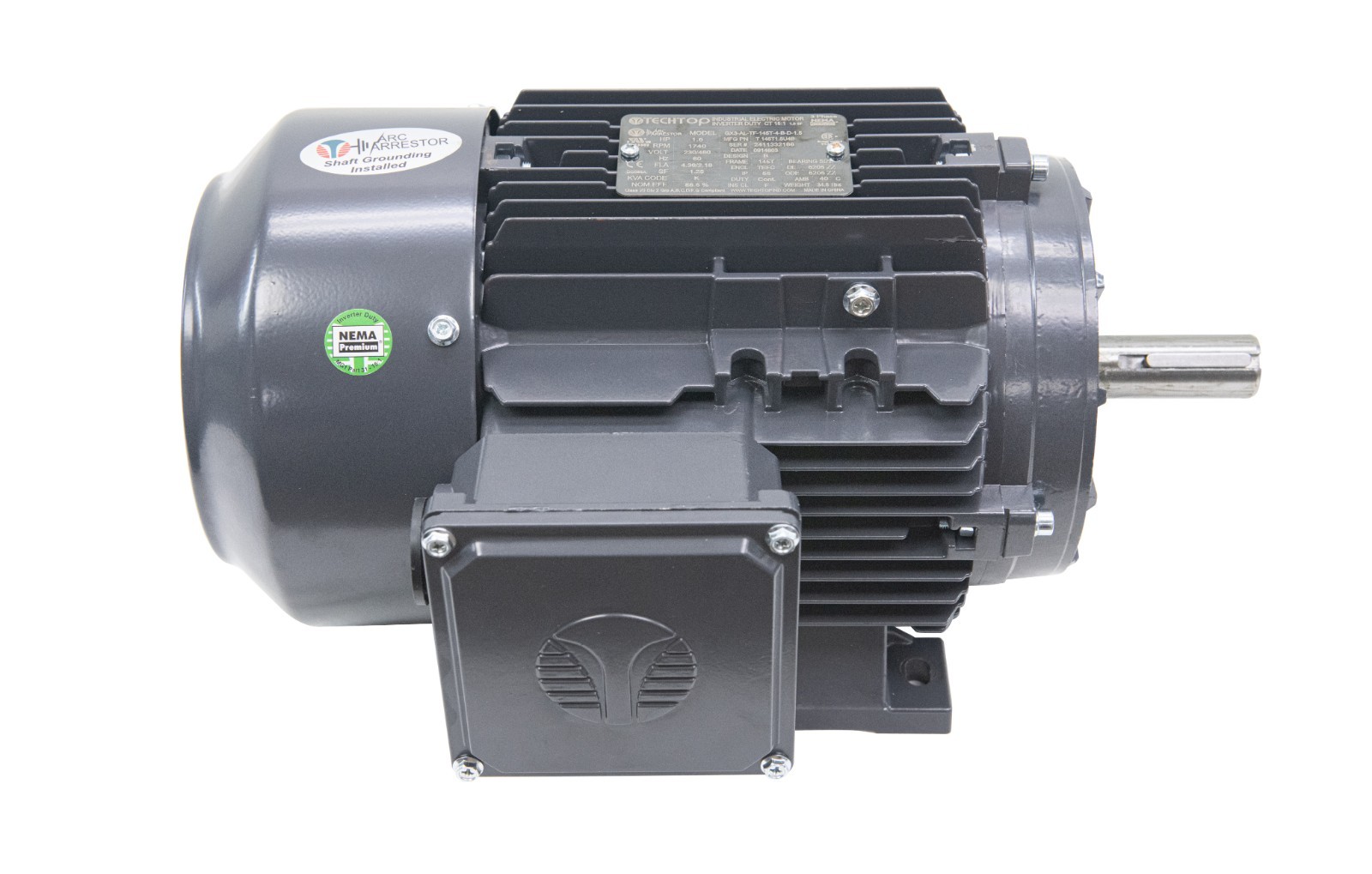 Techtop GR3-CI-TF-145T-6-B-D-1 Motor 1 HP 1200 Rpm 3-PH 230/460 Volt 145T Frame