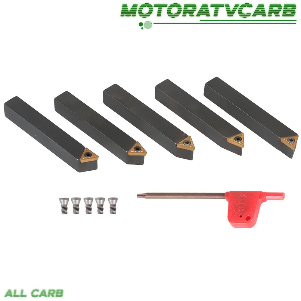 ALL-CARB 5 Pack 3/8″ Carbide Indexable Turning Tool Bit With Carbide Inserts