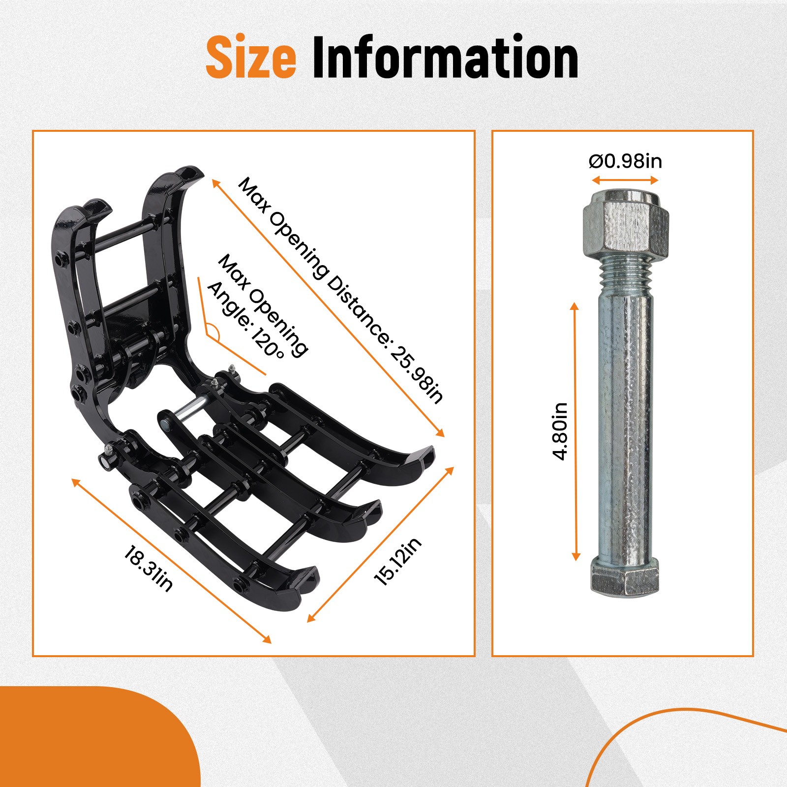 Steel Grapple with Powder Coated Finish for Mini Excavator 0.8-1.8T
