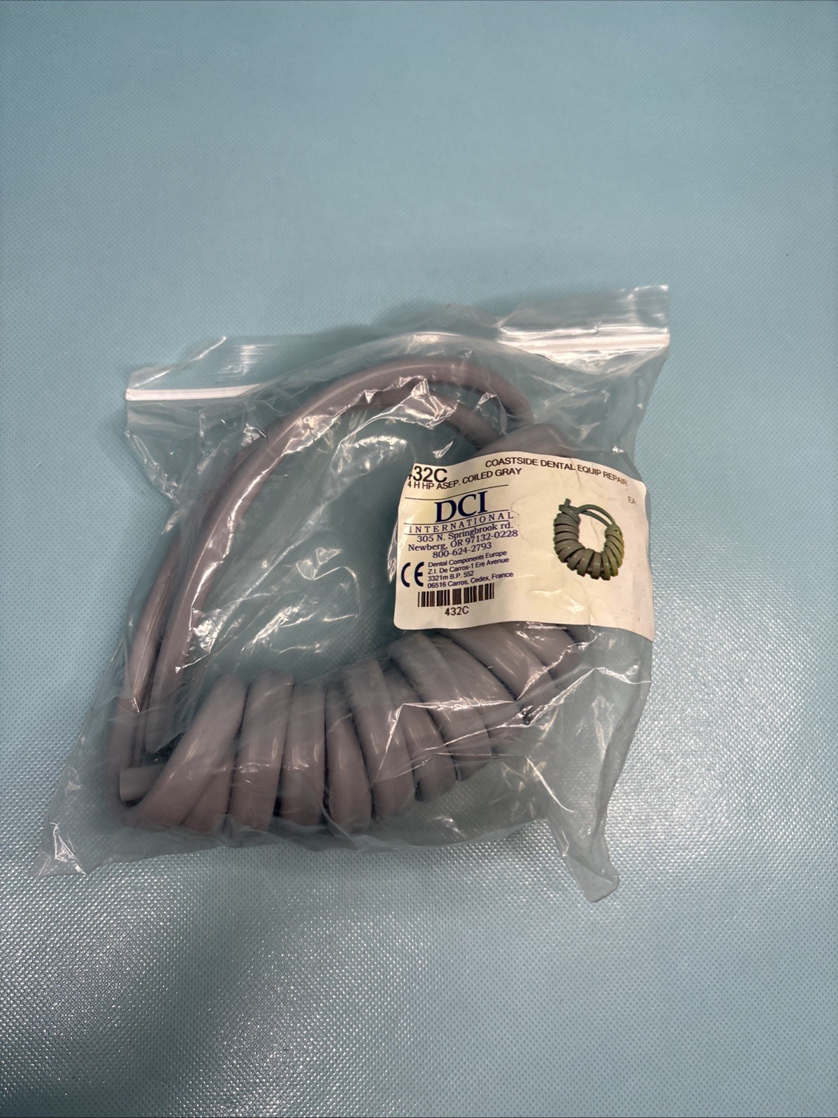 4 Hole Coiled Handpiece Tubing 7′ DCI 432C Gray – NEW