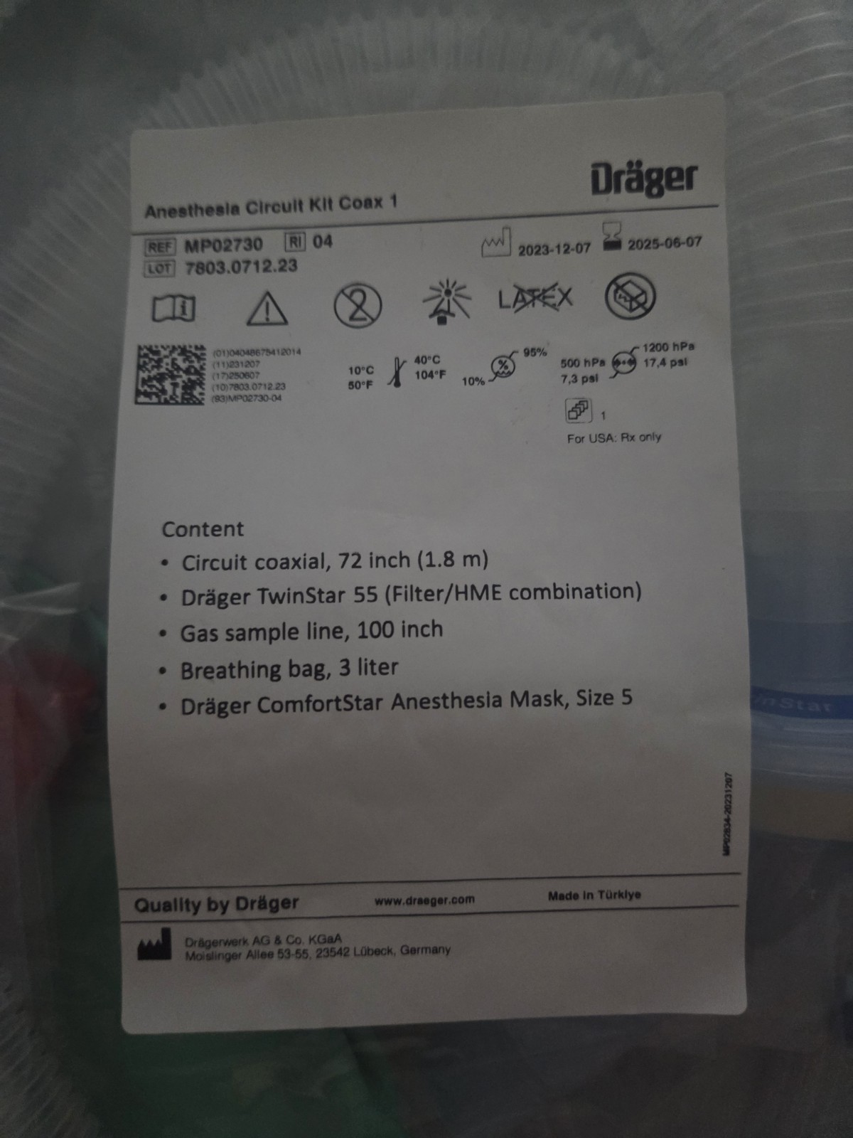 Dräger Anesthesia Circuit Kit Coax 1 MP02730