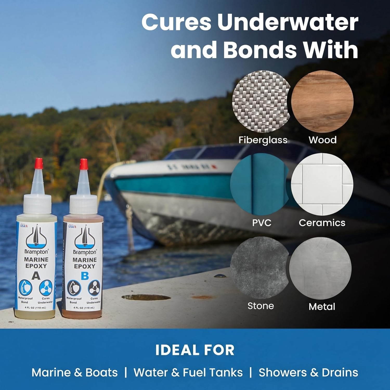 Brampton Marine Epoxy – Chemical-Resistant, Quick Drying, Durable Bond – 4oz