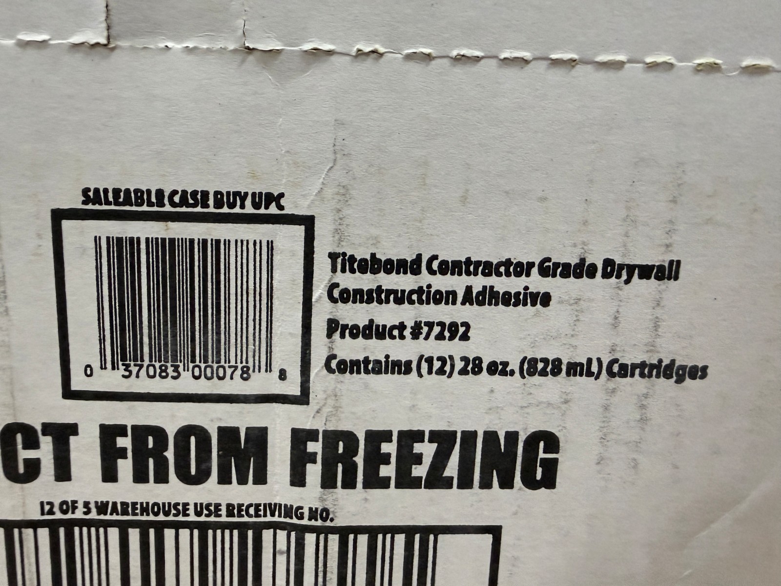 Titebond Drywall Construction Adhesive Water Based Heavy Duty, Case of 12, 28 oz