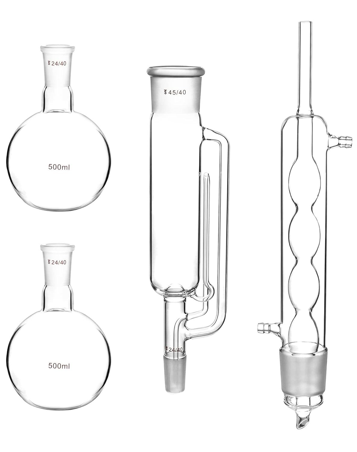 Durable Borosilicate Glass Soxhlet Extractor Set – 500ml Capacity & 45/40 Joints