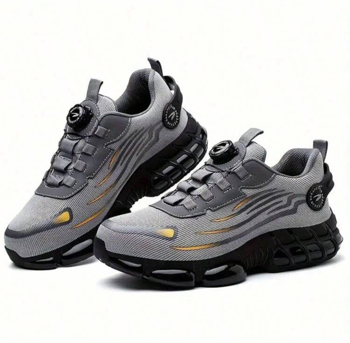 RUNRUILIN Anti-Slip Puncture Proof Steel Midsole Safety Work Shoes Gray/Black