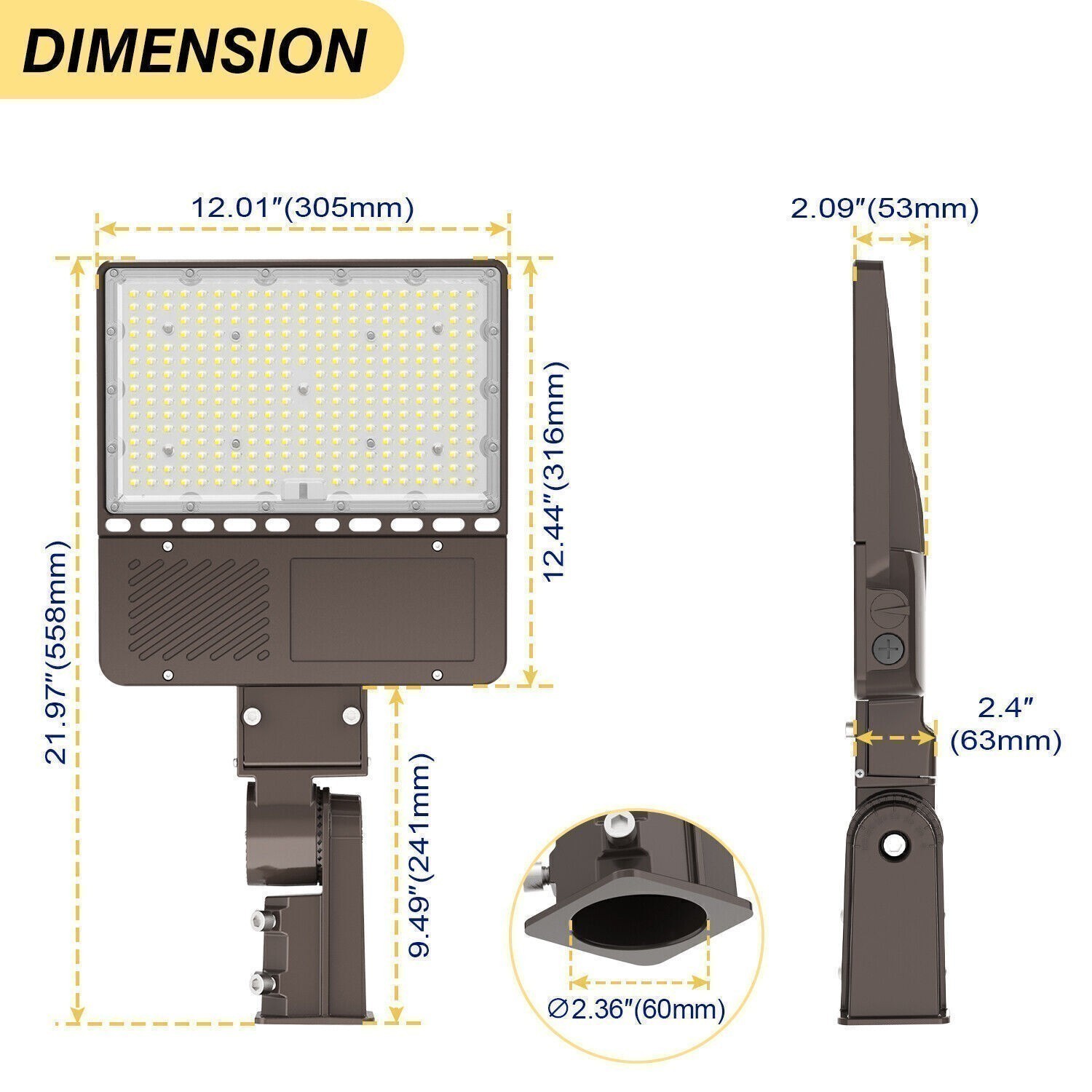 150W LED Parking Lot Light 5000K Street Shoebox Pole Light Dusk to Dawn 22,500LM