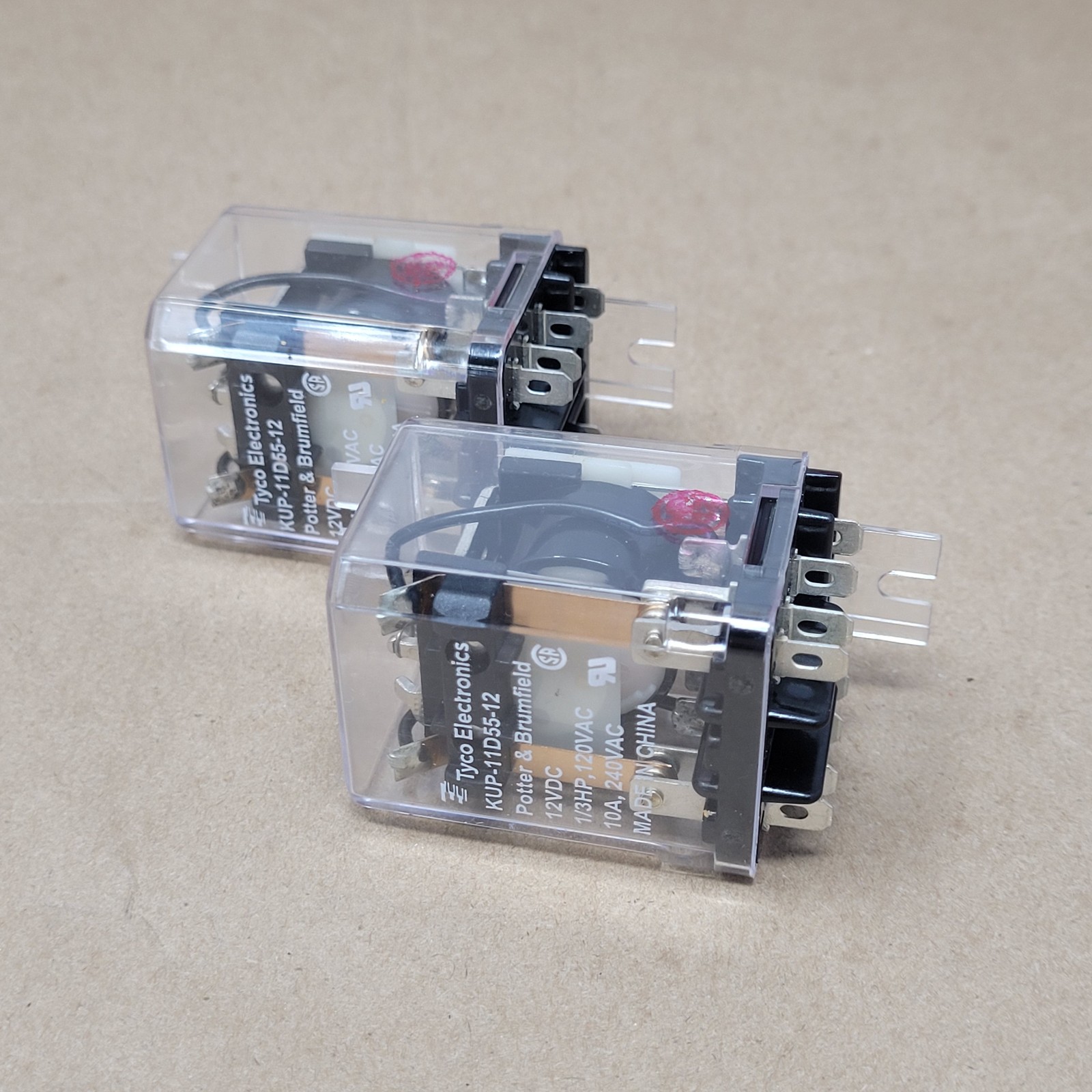Lot of 2 – Potter & Brumfield KUP-11D55-12 Relay, 10A, 240 VAC – USED