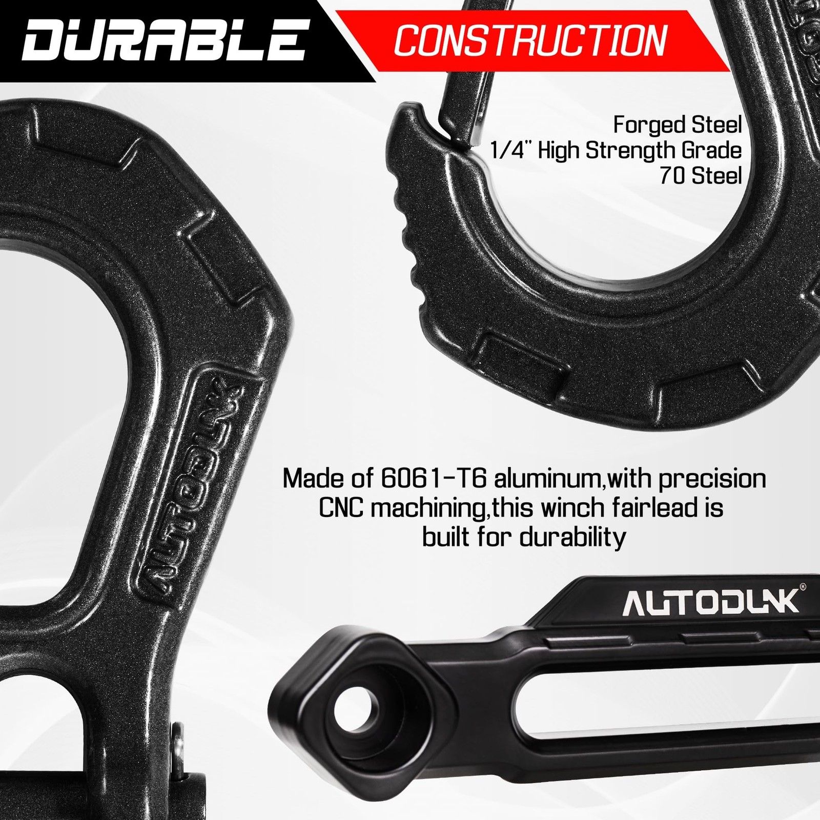 Synthetic Winch Rope-3/16 x 50ft 8,450LBS Winch Line with 4-7/8″ Fairlead, Fo…