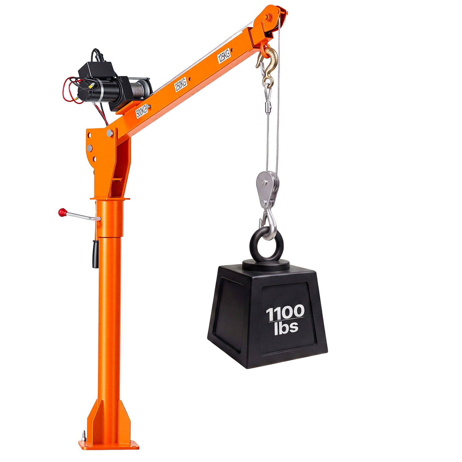 VEVOR Electric Pickup Truck Crane 1100 lbs Winch Steel Foldable Lumber Lifting