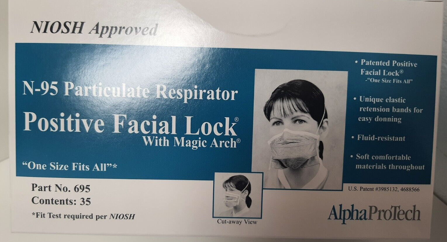 Alpha Protech N95 Respirator NIOSH Approved MADE IN USA 35 MASKS PER BOX