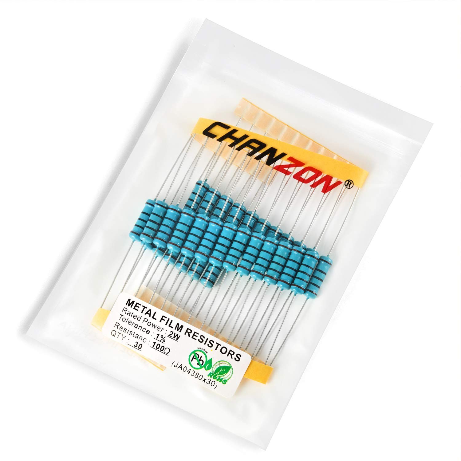 30pcs 2W 100 Ω ohm Metal Film Fixed Resistor 0.01 ±1% Tolerance 100R MF Throu…