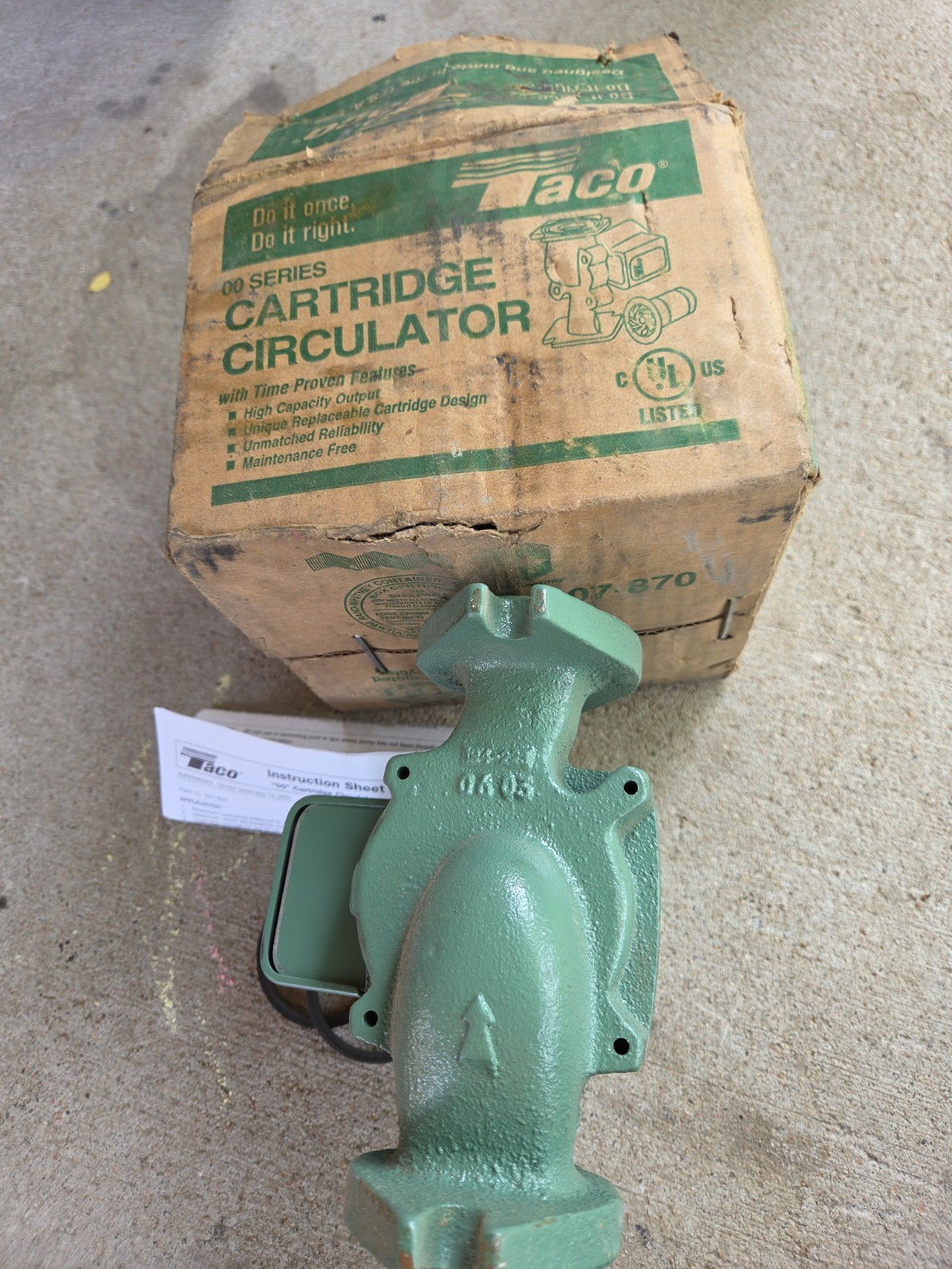 Taco 007-F5 Cartridge Circulator Pump Cast Iron 115V 1/25 hp 00 Series (Shed)