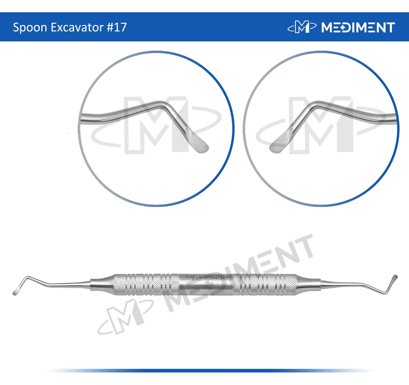 DENTAL PERIODONTAL INSTRUMENT SPOON EXCAVATOR # 17 8MM HOLLOW GRIP STAINLESS
