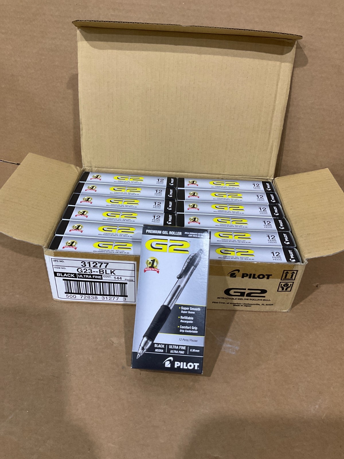 ultra-fine-point G2 Retractable Premium Gel Ink 0.38 mm Black Ink Case of 144