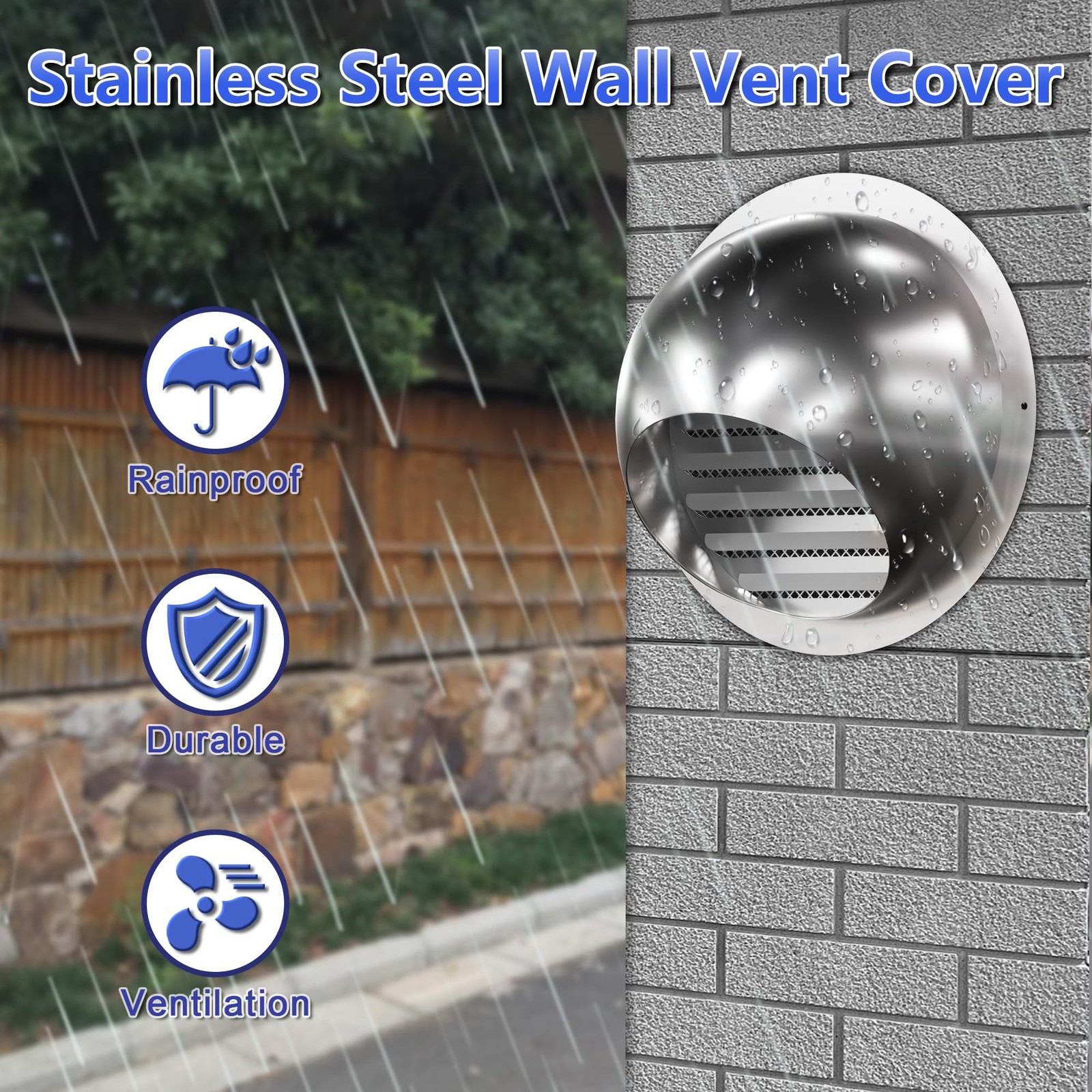 4 Inch Dryer Vent Cover Stainless Steel Round Air Ventilation 4