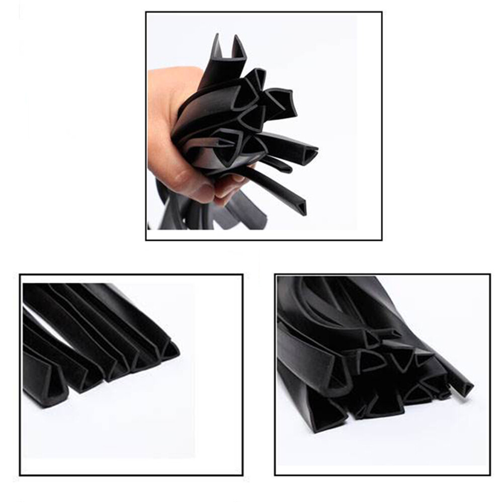 Rubber Sealing Strip with Flat Corner Grooves and U-Shap Impact Insulation Black