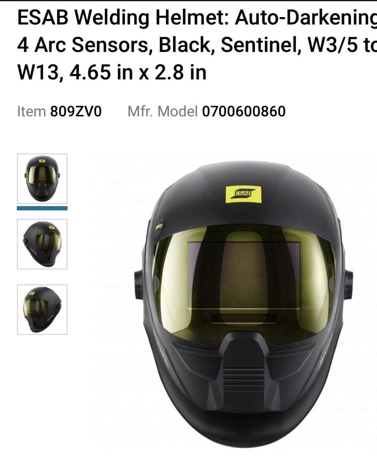 ESAB Sentinel A60 Auto-Darkening Welding Helmet 0700600860