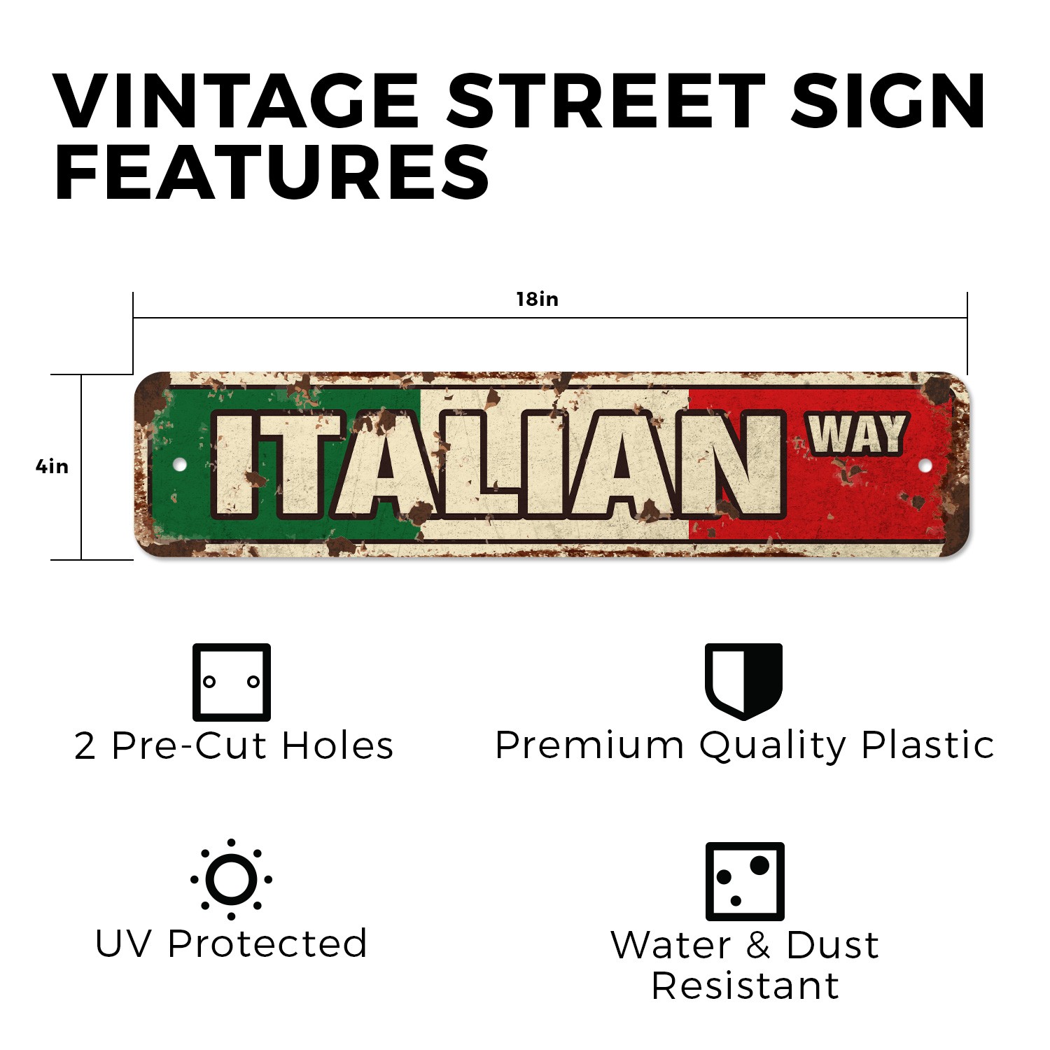 ITALIAN FLAG Vintage Style Street Sign italy italiano flags pride restaurant