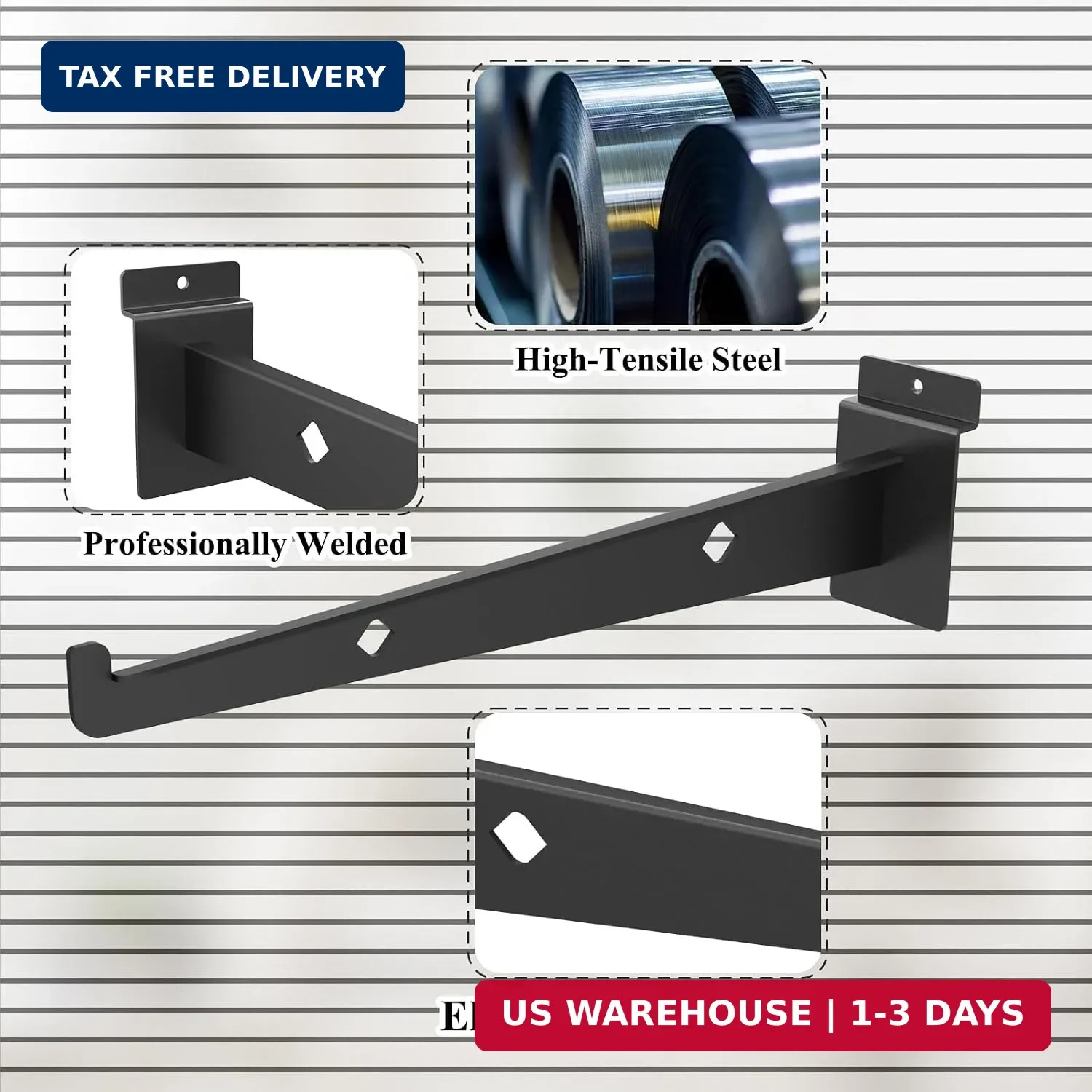 12 Inch Slatwall Shelf Bracket Set of 12, Heavy Duty Slat Wall Shelf Bracket, Me