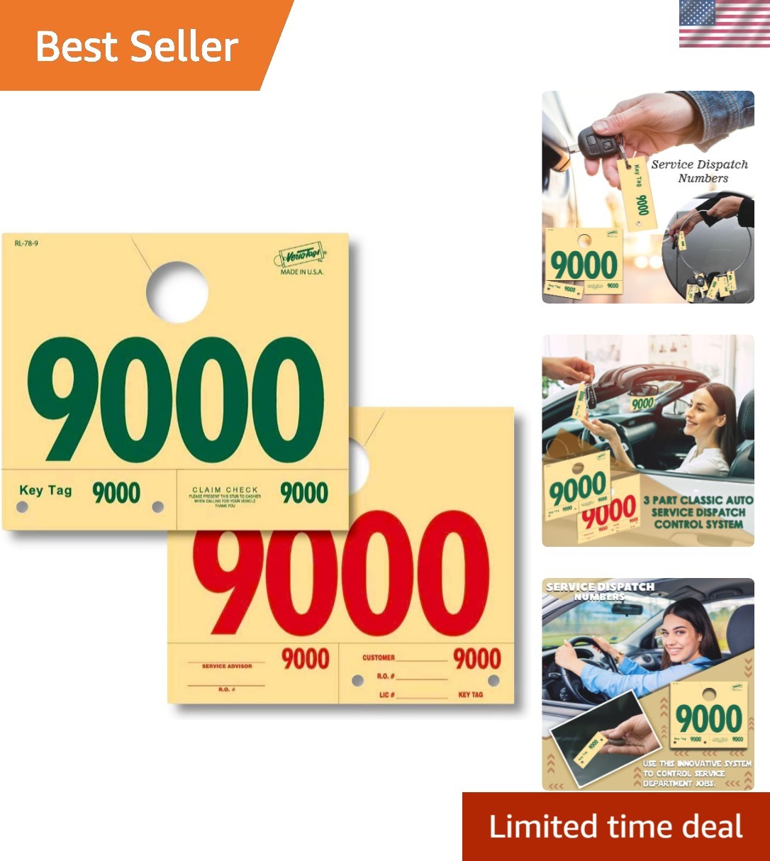 Sequentially Numbered 9000-9999 Hang Tags – 1000 Count Durable Vehicle ID System