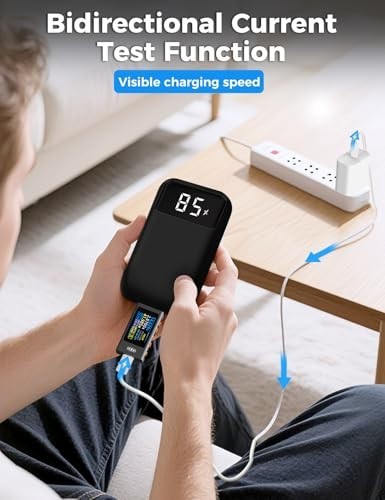 USB C Cable Tester 3.3-40V 0-12A Voltage Current Power Meter, Fast Charging Prot