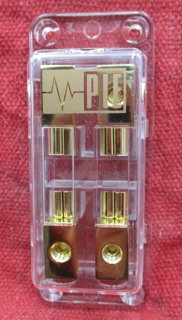Double MAXI Blade Inline Fuse Holder GOLD PLATED 4 Gauge Independent Legs