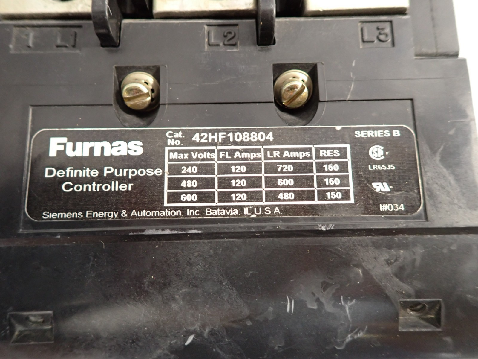 Furnas Definite Purpose Contactor 42HF108804 120A 600V 48VDC 75D73251U Coil