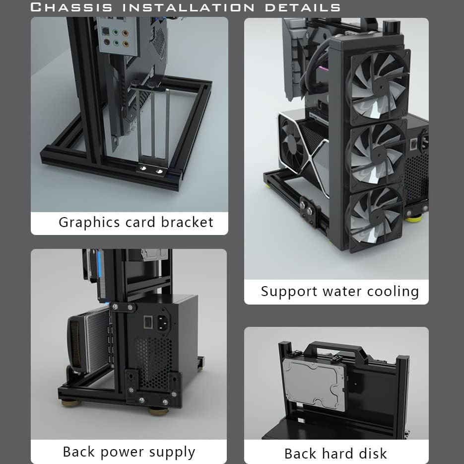 PC Creative Assembly Frame Test Bench，Open Air Case, DIY Computer Black