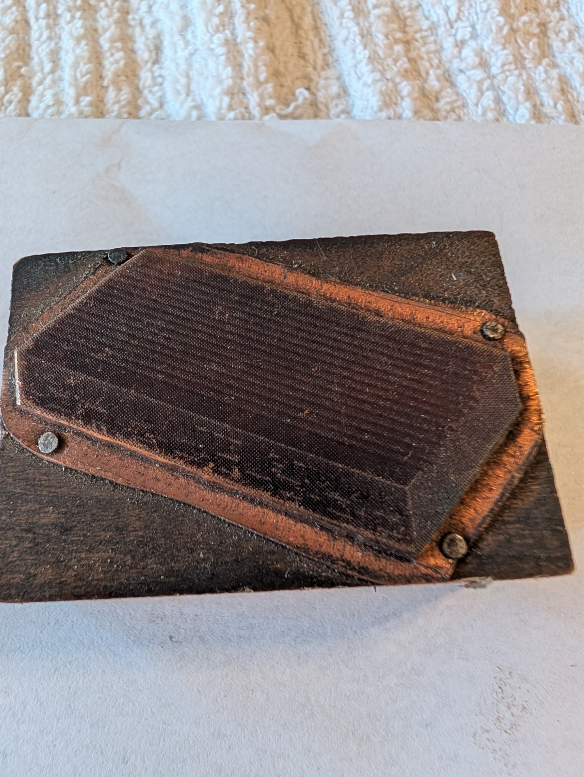 Vintage Wood & Copper Advertising Printing Block Plate 1-3/4x 1-1/4