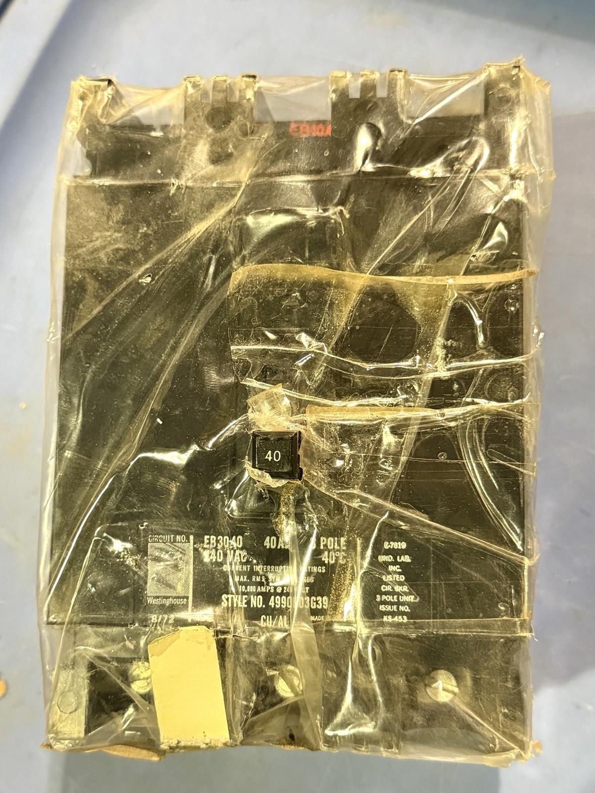 NOS EB3040 Westinghouse Circuit Breaker 3 Pole 40 Amp 240V
