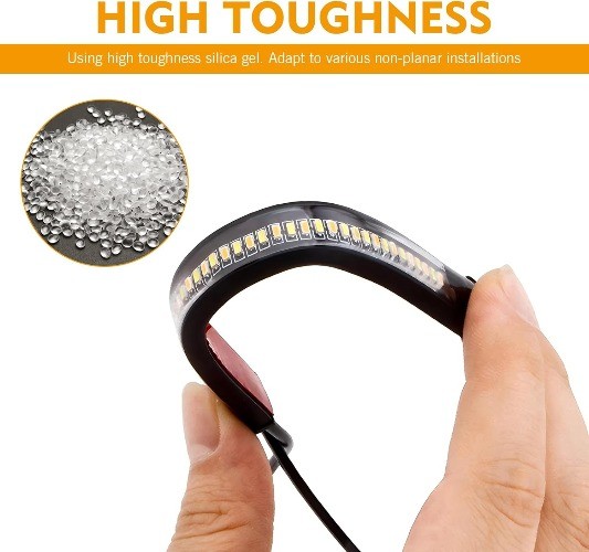 Dual-Color Switchback LED Turn Signal Light Strip Bar, Flexible Front Signals fo