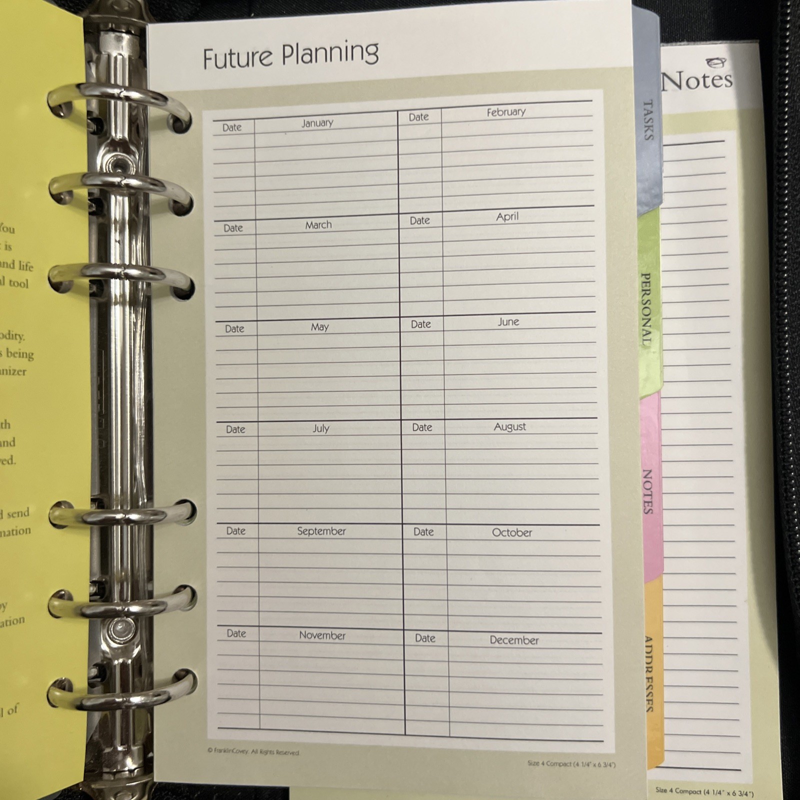 Franklin Covey 365 Classic 6-Ring Binder Organizer Black Orange Crocodile Zip