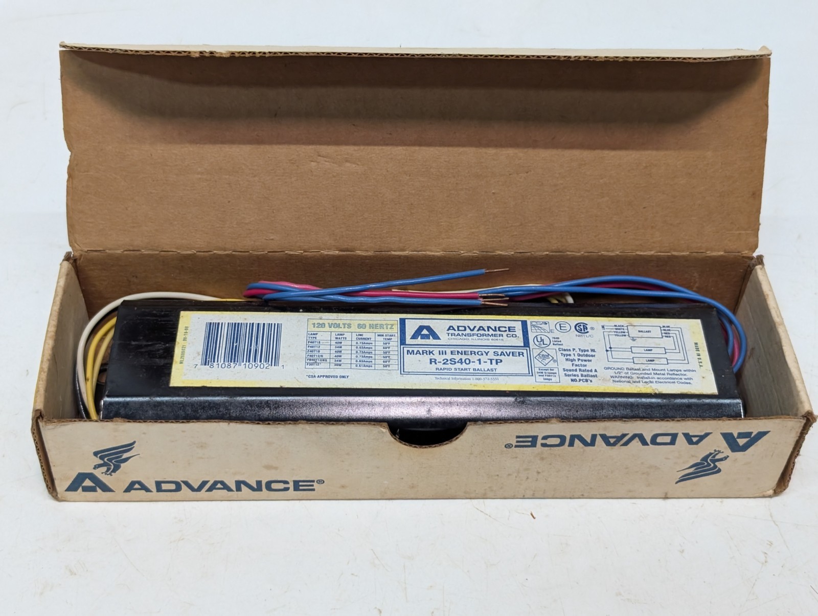 Advance R-2S40-TP Mark III Standard Energy-Saving Ballast 120V, 60Hz Rapid Start