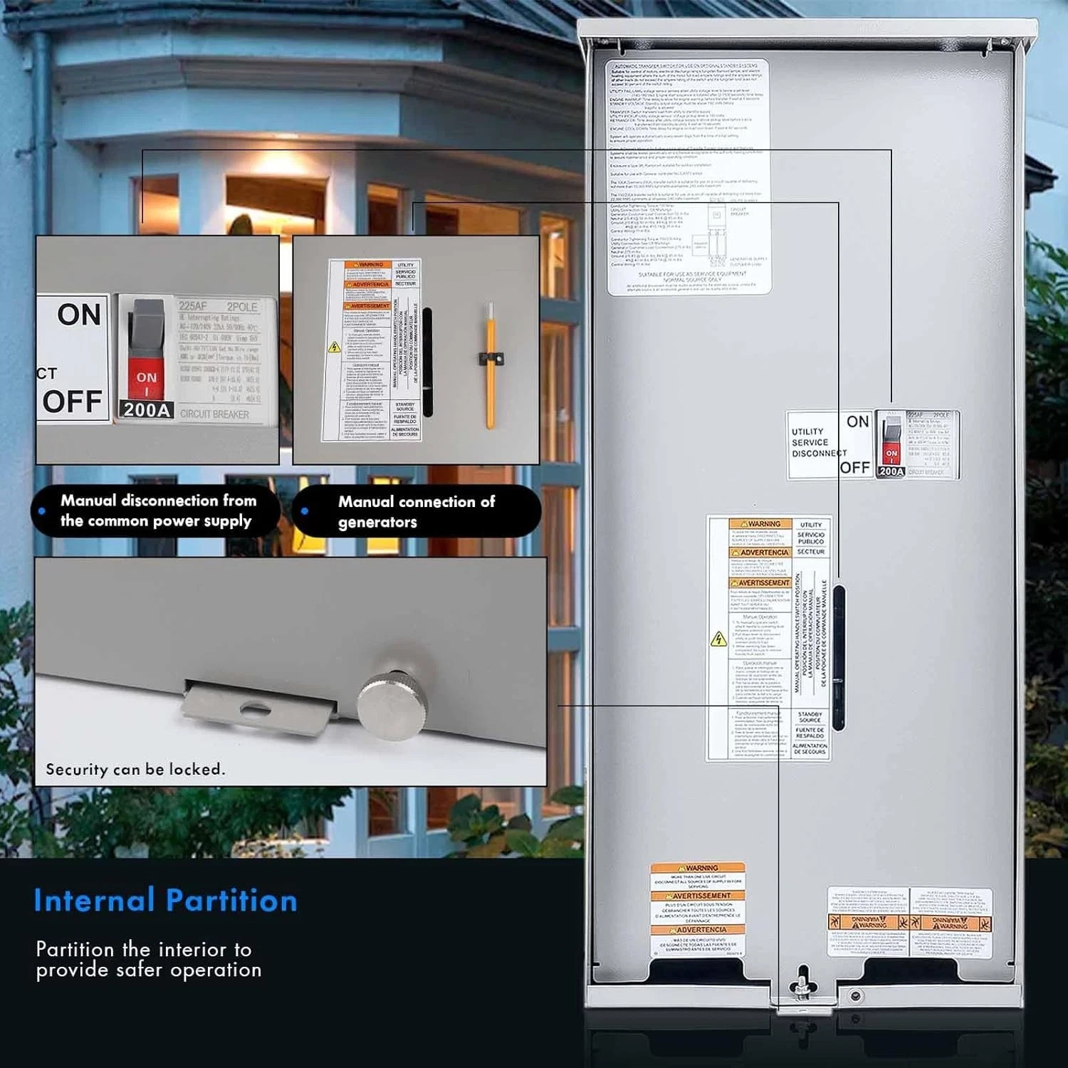 200 Amp Single-Phase Automatic Transfer Switch For Generac RXSW200A3 120/240V