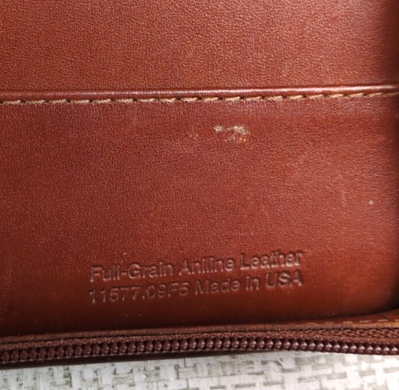 Franklin Quest Classic Distressed Leather Zip Binder 7 Gold Rings 1.5″ Brown