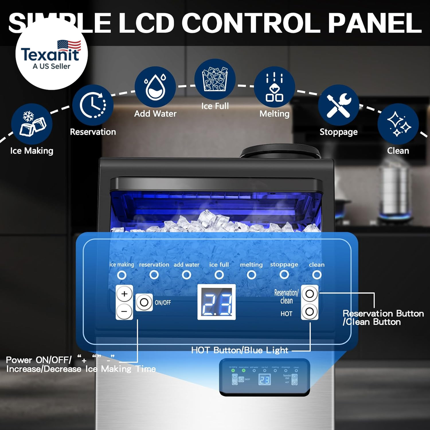 Commercial Ice Maker Machine 110LBS/24H, Undercounter or Freestanding Ice Machin