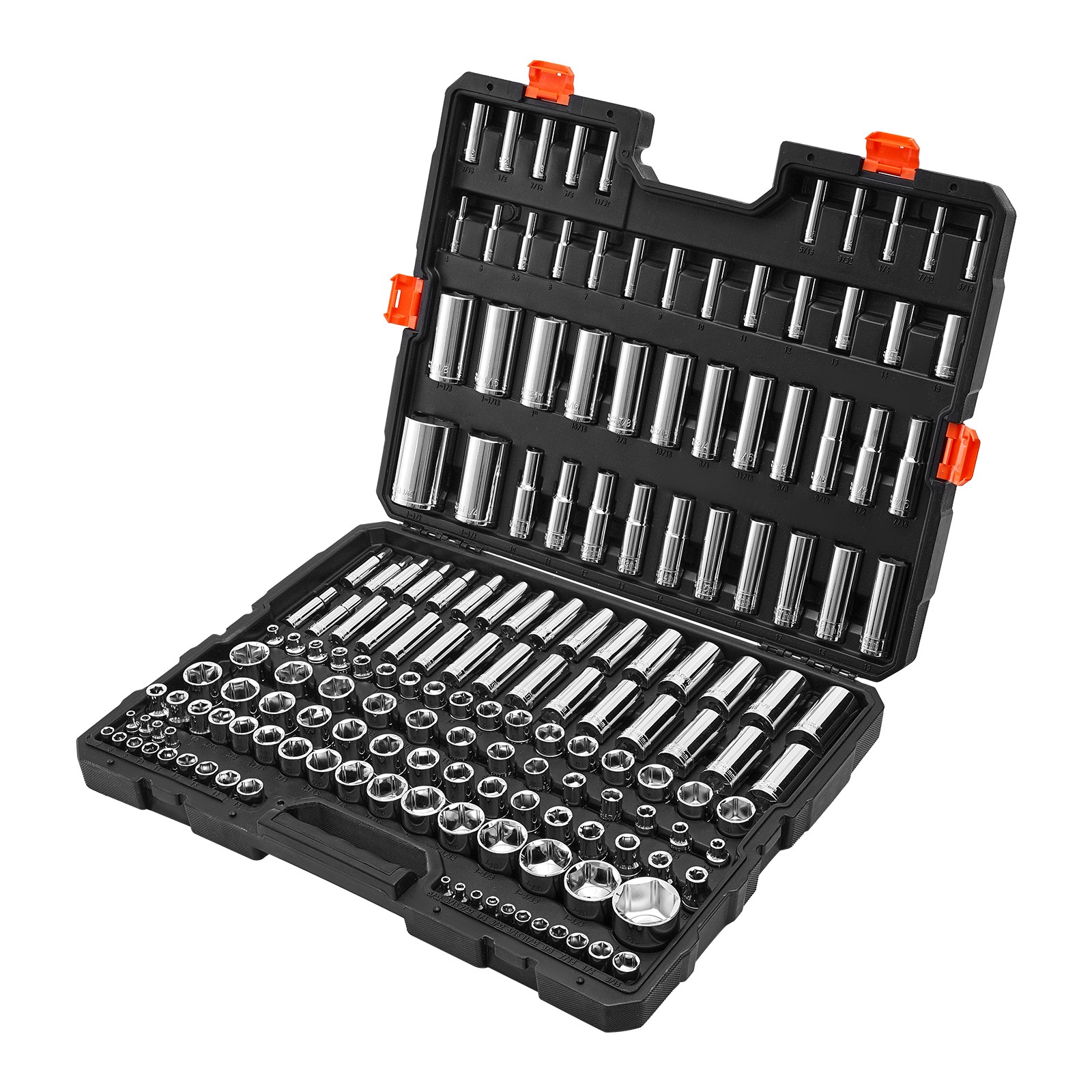 VEVOR Socket Set Socket Tool Set 163 Pieces 3/8 & 1/4 & 1/2 in Drive Auto Repair