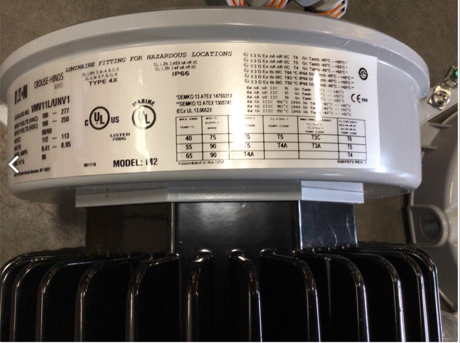 Crouse-Hinds VMV11L2CG/UNV1 Champ LED High Bay 11000 Lumen Class I Div 2 w/Guard