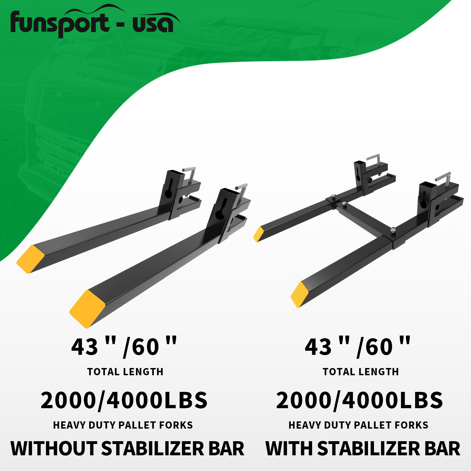 2000lb 4000lb Tractor Pallet Fork Bucket Clamp on Skid Steer Loader 43» 60»