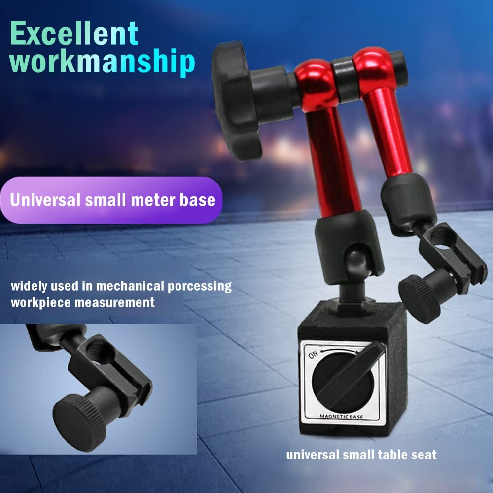 Oudtinx Red Adjustable Magnetic Base Holder for Digital Dial Indicator red